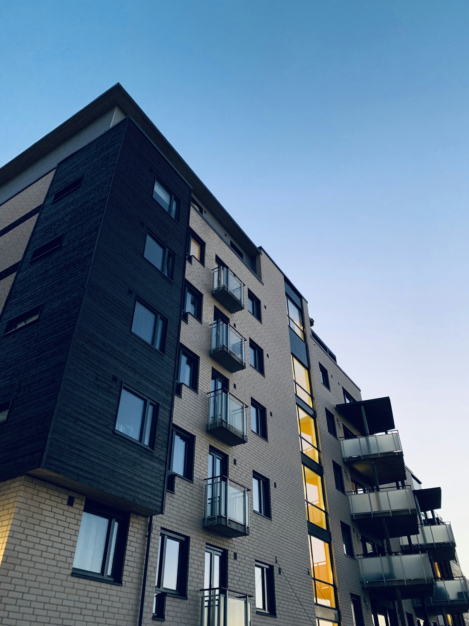 Estate blocks in warm evening light